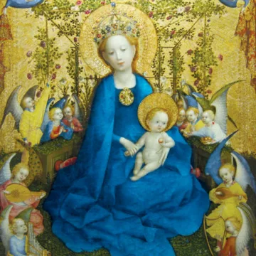 Madonna w altanie różanej, Stefan Lochner, 1440 Pierwsze dni Pana Jezusa