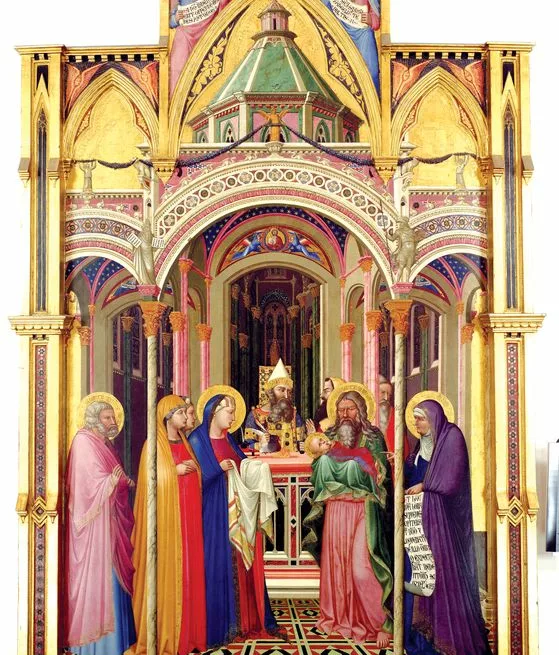 Ofiarowanie Jezusa w świątyni, Ambrogio Lorenzetti, 1342 R. Ofiarowanie Pana Jezusai oczyszczenie Maryi