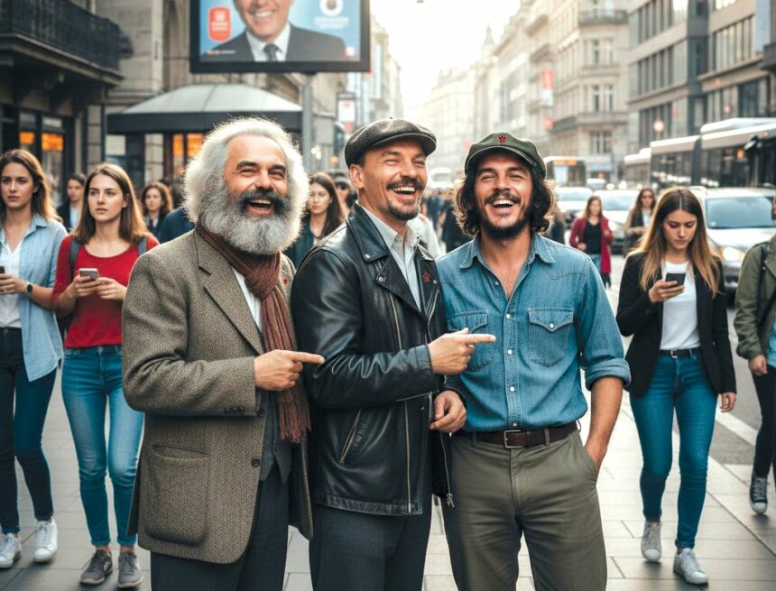 Główne postacie światowego komunizmu: Karol Marks, Włodzimierz Lenin, ERNESTO „CHE" GUEVARA