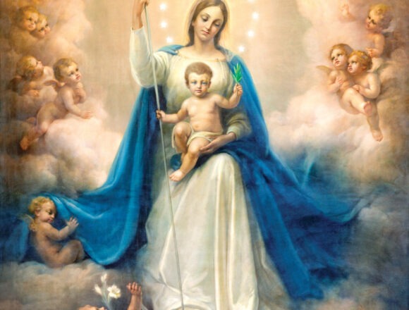 Catania,,Italy,-,April,7,,2018:,The,Painting,Of,Madonna Niepokalana Królową Polski